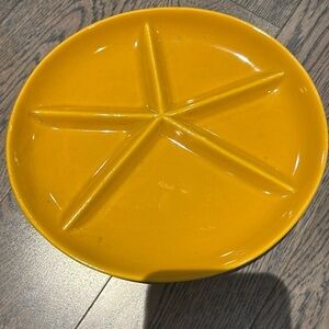 Vintage Mustard yellow Signed Ceramic divided dishes